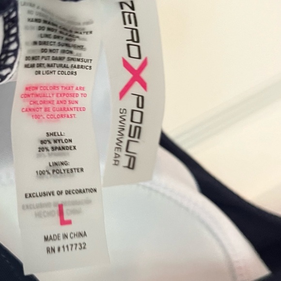 Navy and Teal Tropical Swimwear Halter Top Palm Leaf With Navy Blue Trim Size L - Picture 6 of 12